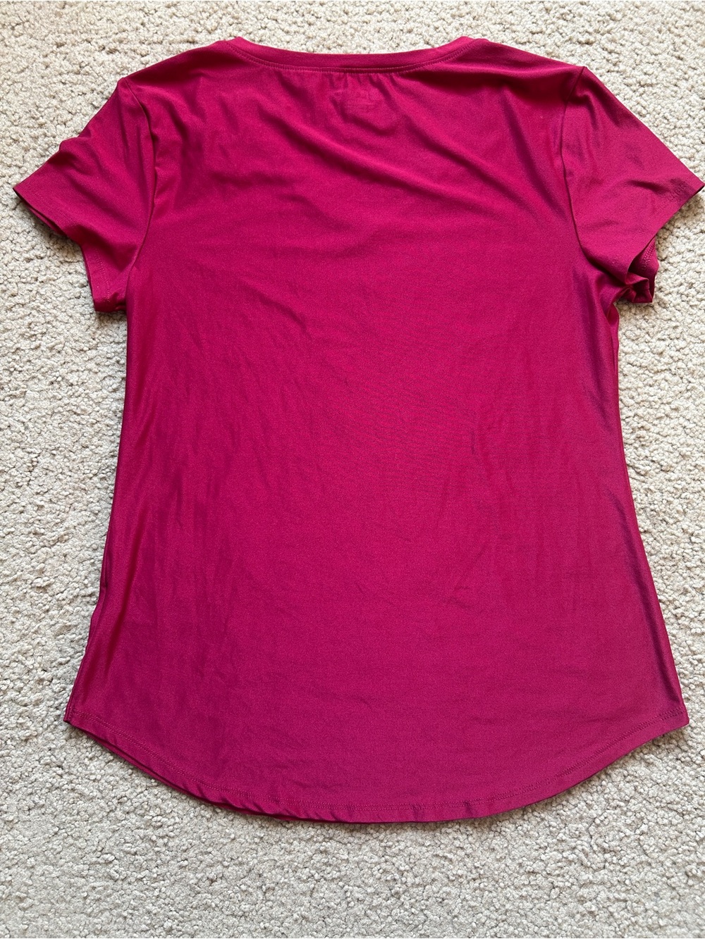 Raspberry Pink Basic Workout Tee V Neck - Picture 4 of 4